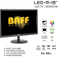 BAFF-LED-M-19 19" 5ms 65Hz Hdmi / Uydu Alıcı / Dahili Hoparlör / Led TV / Monitör
