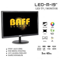BAFF-LED-M-19 19" 5ms 65Hz Hdmi / Uydu Alıcı / Dahili Hoparlör / Led TV / Monitör